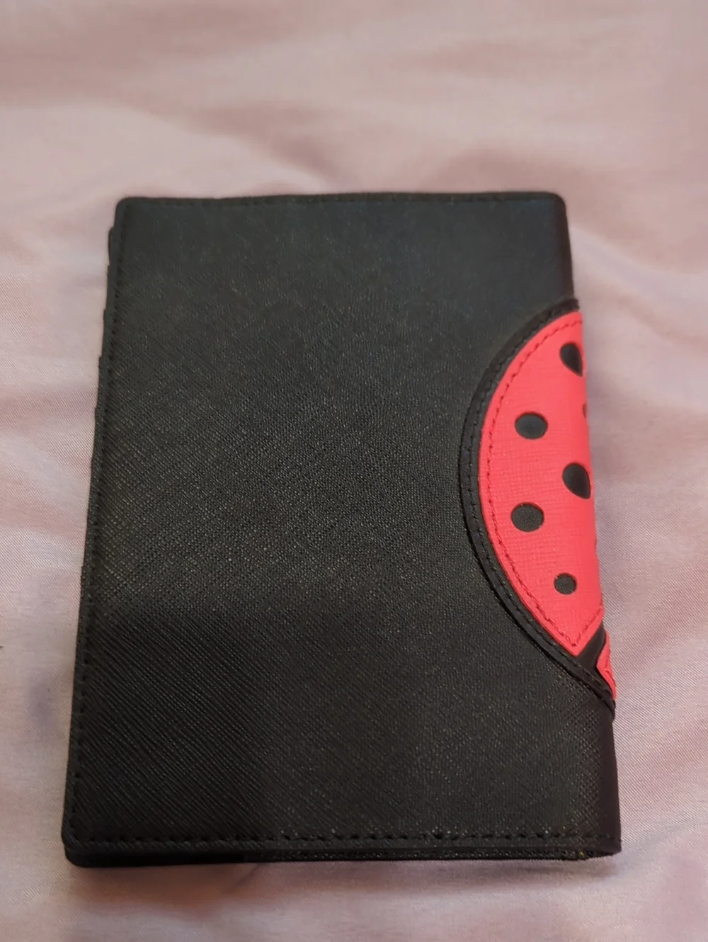 Kate Spade Black Red Ladybug Cover Passport Wallet New
